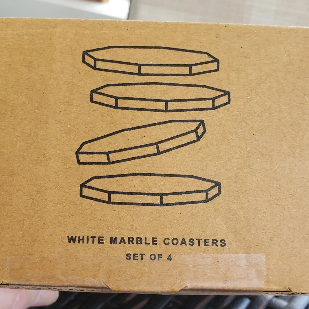 NWT Zeal Living white marble coasters set of 4